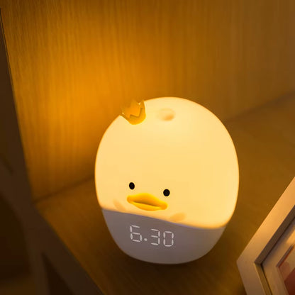 Custom Cute Koala Rabbit Digital Alarm Clock Bedside Night Light Cartoon USB Rechargeable Duck Led Silicone Lamp for Children